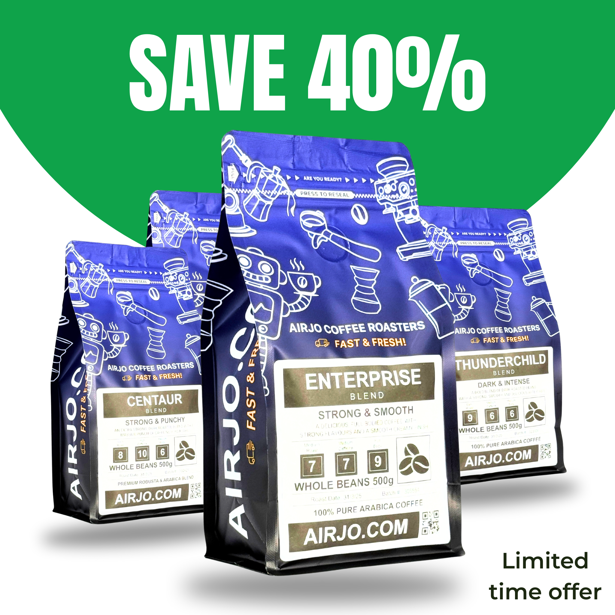 BUY 4 x 500g BAGS OF ANY BLEND & SAVE 40% ON ALL 4 BAGS