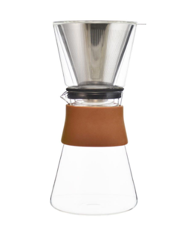 Pour Over Coffee Dripper with Double Walled Glass Top