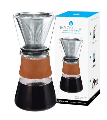 Pour Over Coffee Dripper with Double Walled Glass Top