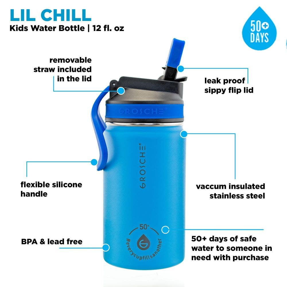 Lil Chill Kids SS Insulated Water Bottle - Blue 350ml